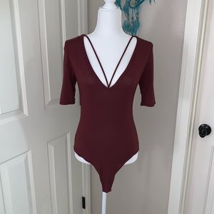 Fashion Nova maroon bodysuit